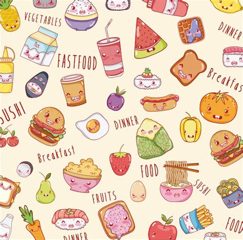 cartoon food images|cute food background cartoon.